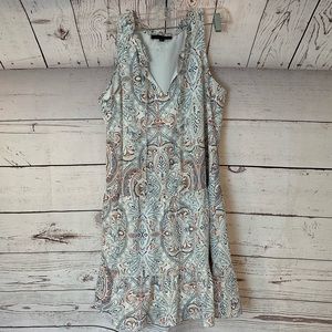 Soft Sleeveless Paisley Dress Blue Orange Dress